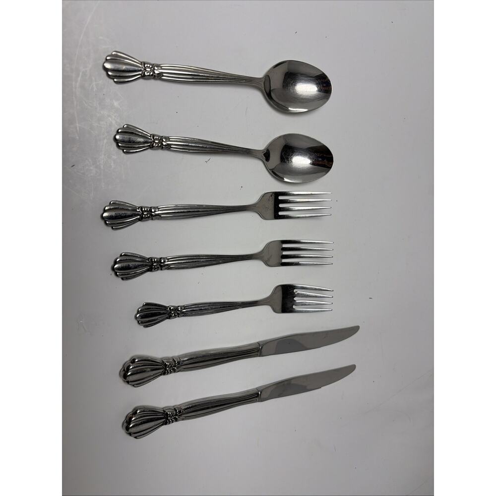 Oneida Deluxe ALEXIS 7 Piece Place Setting Glossy Stainless Flatware Replacement